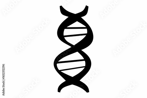 DNA vector illustration, DNA helix strand silhouette, DNA helix black symbol