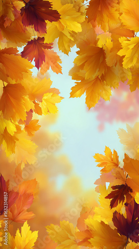 autumn leaves on the sky background