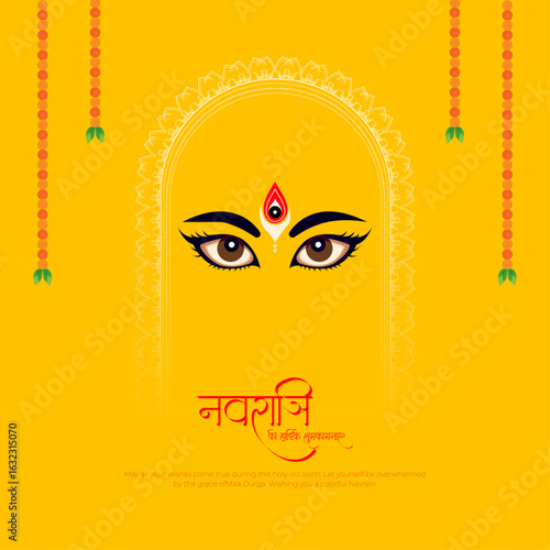 Happy Durga Puja Indian God shri Druga, Subh Navratri red background. vector illustration of women Navratri design