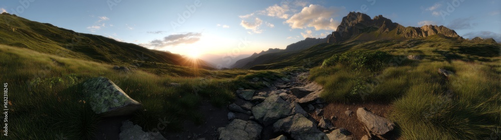 Fototapeta premium Stunning 360 degree hdr panorama mountains nature