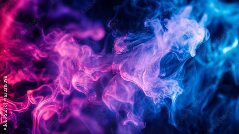 beautiful swirling blue and pink smoke or mist