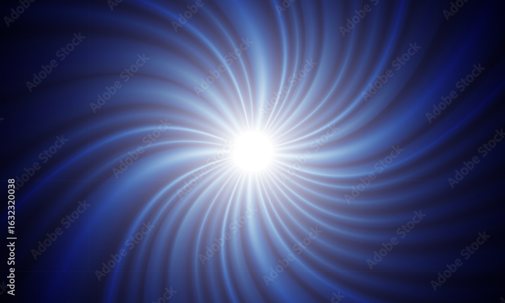Obraz premium Abstract blue sunburst background. shiny swirly light.