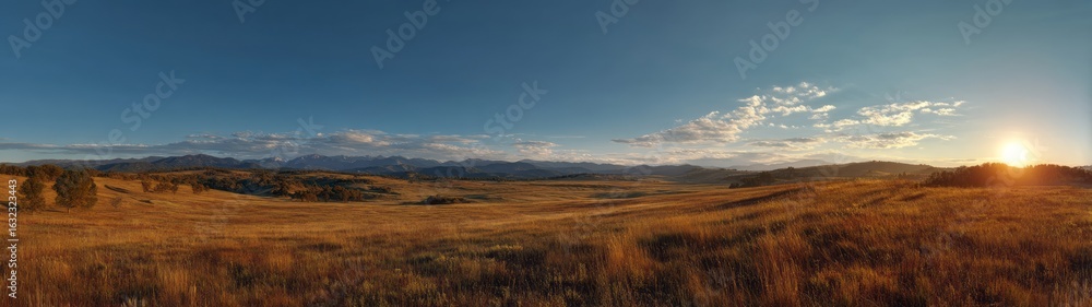 Fototapeta premium Sunset panorama hdr landscape mountain view