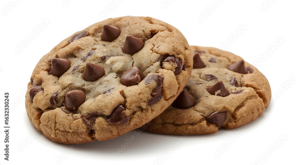 Double Chocolate Chip Cookie Stack on White Background Double Chocolate Chip Cookie Stack on White Background