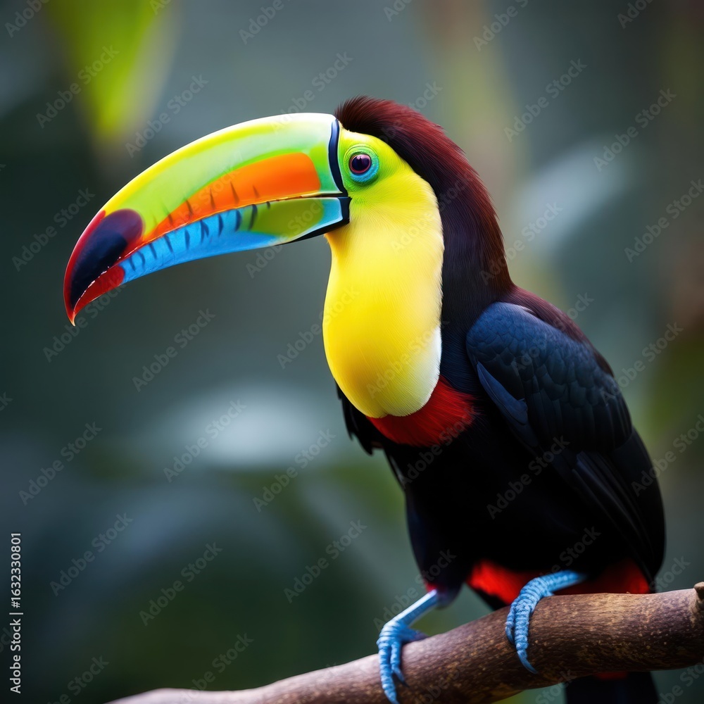 Naklejka premium Vibrant toucan perched on a branch