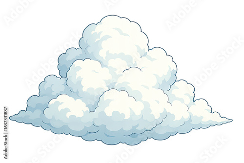 Cute White Anime Cloud PNG – Kawaii Style Cartoon Cloud Illustration on Transparent Background