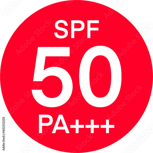 SPF 50 PA+++ Sunscreen Protection Icon Label Vector