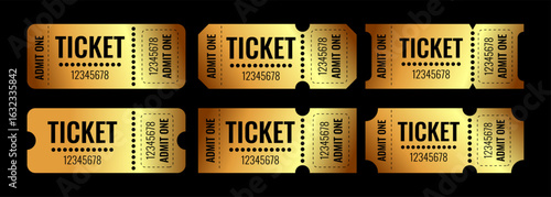 Golden ticket set with numbers and bold text design