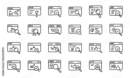 24 SEO and Digital Marketing Line Icons  Analytics, Social Media, Automation, Mobile Ads, Global Marketing, Search Optimization Vector Icon Set for Websites, Apps Online Business Projects 
