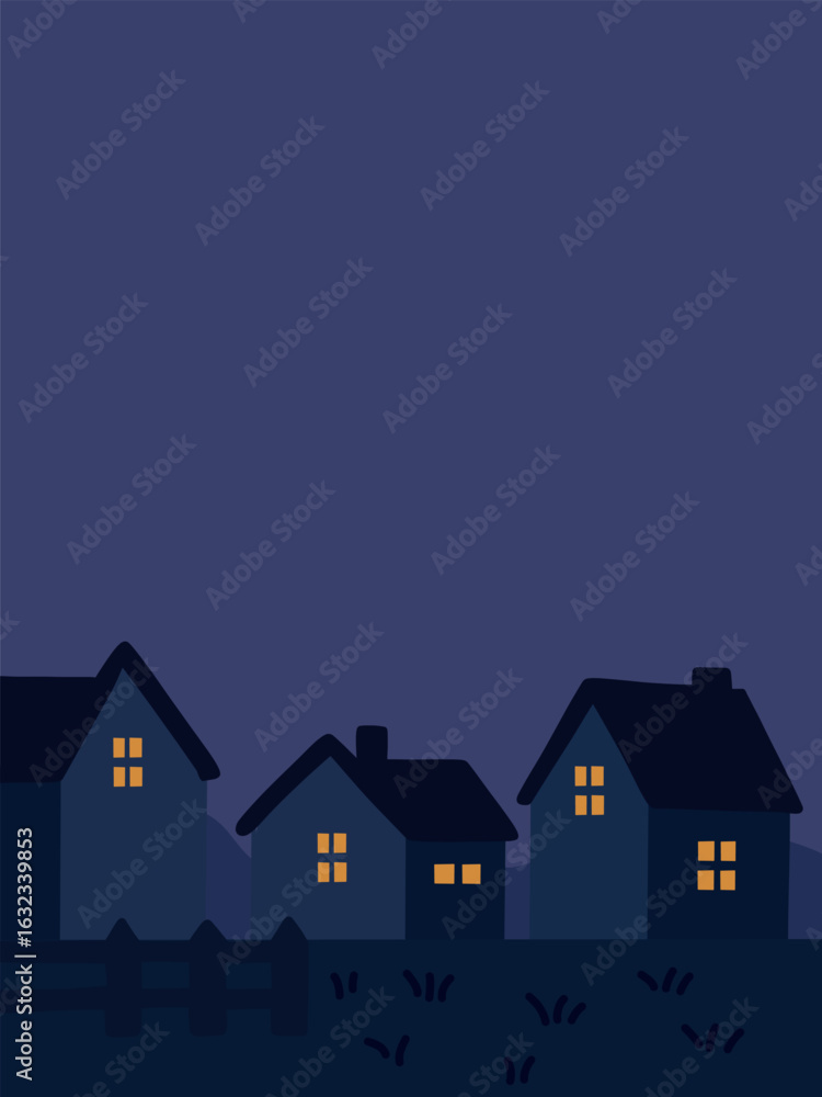 Naklejka premium Houses in Neighborhood at Night