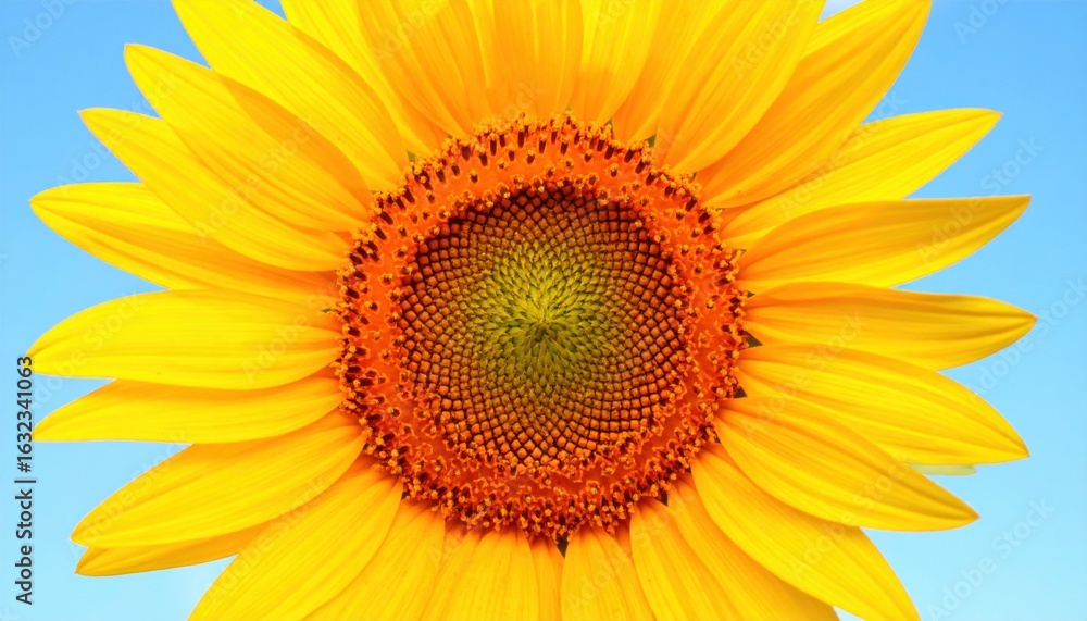 Fototapeta premium Close-Up of Yellow Sunflower Blossom Against Blue Sky