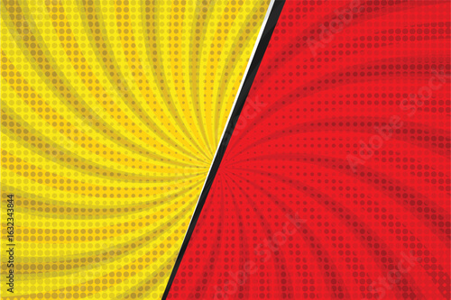 Cartoon comic background. Fight versus. Comics book colorful competition poster with halftone elements. Retro Pop Art style. Vector illustration.