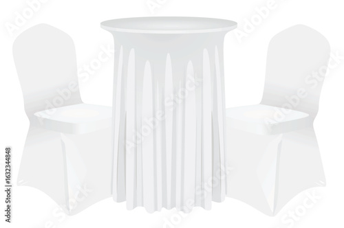 Round table and chairs covered. vector illustration