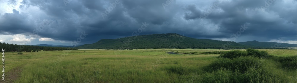 Fototapeta premium Stormy landscape panorama nature hdr 360 view