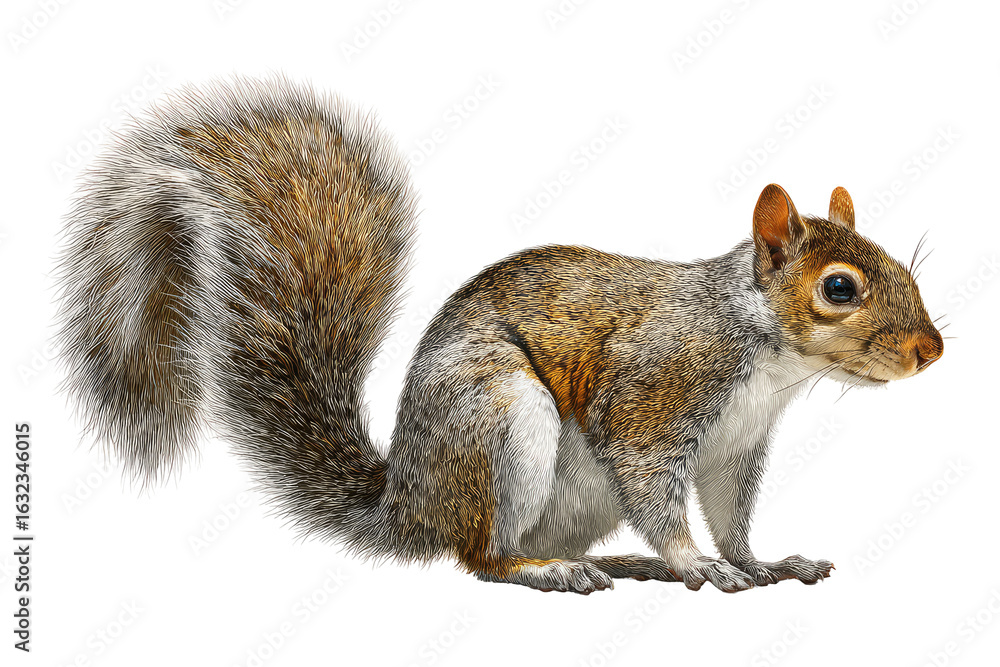 Obraz premium Gray squirrel, side profile, full shot