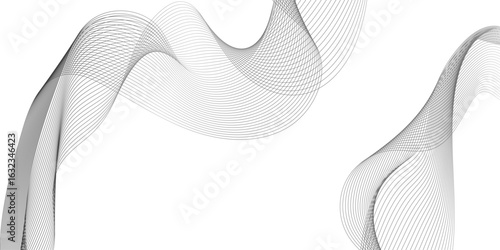  Curved line vector elements for music design, frequency flow business stripe gradient white vector technology, square line gradient blend with liquid shape black line.