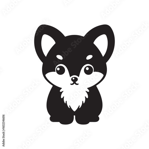 Adorable Baby Arctic Fox Silhouette with Big Head and Chubby Body SVG Clipart for Cricut and Laser Cutting