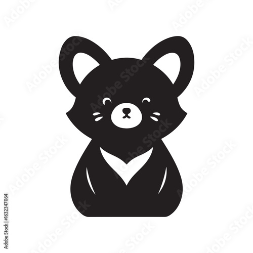 Adorable Baby Arctic Fox Silhouette with Big Head and Chubby Body SVG Clipart for Cricut and Laser Cutting