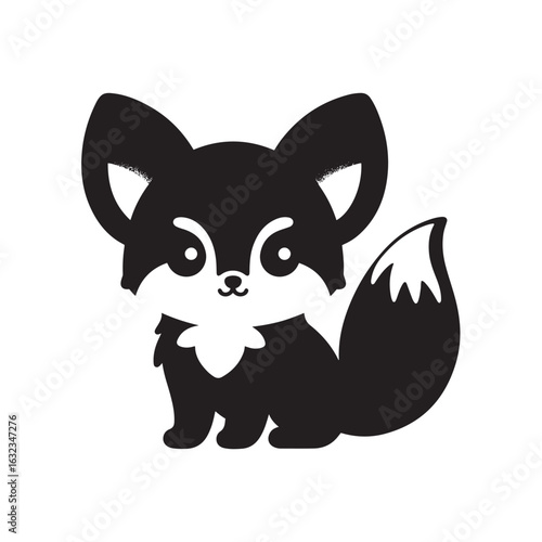 Adorable Baby Arctic Fox Silhouette with Big Head and Chubby Body SVG Clipart for Cricut and Laser Cutting