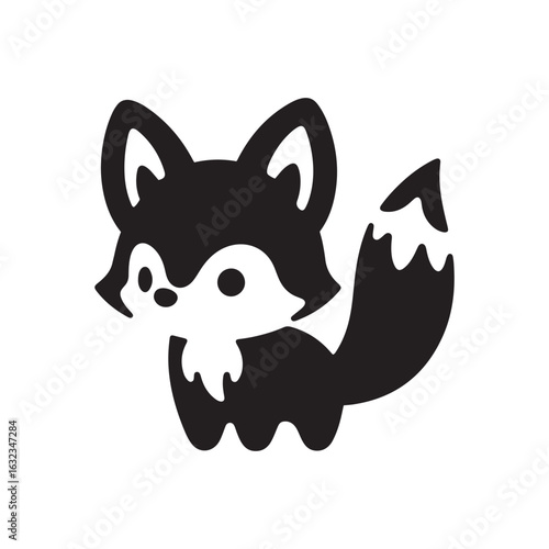 Adorable Baby Arctic Fox Silhouette with Big Head and Chubby Body SVG Clipart for Cricut and Laser Cutting