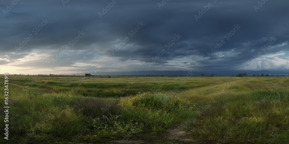 Obraz premium Dramatic sky over fields nature hdr panorama