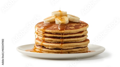 Wallpaper Mural Banana Pancakes Stack with Syrup on White Background Torontodigital.ca