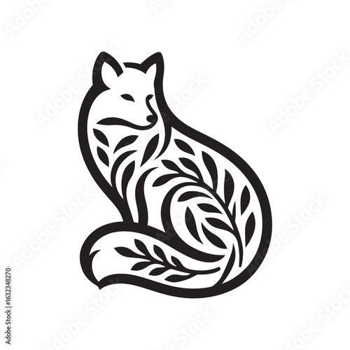 Minimalist Arctic Fox Silhouette with Solid Clean Lines Perfect for Cricut and Laser Cutting Projects