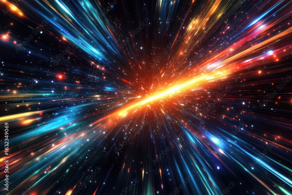 Fototapeta premium Hyperspace Light Speed Color Streaks