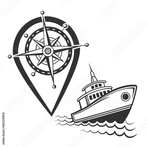 vector illustration of a ship