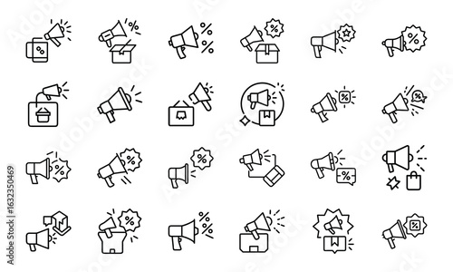 24 SEO and Digital Marketing Line Icons  Analytics, Social Media, Automation, Mobile Ads, Global Marketing, Search Optimization Vector Icon Set for Websites, Apps Online Business Projects 