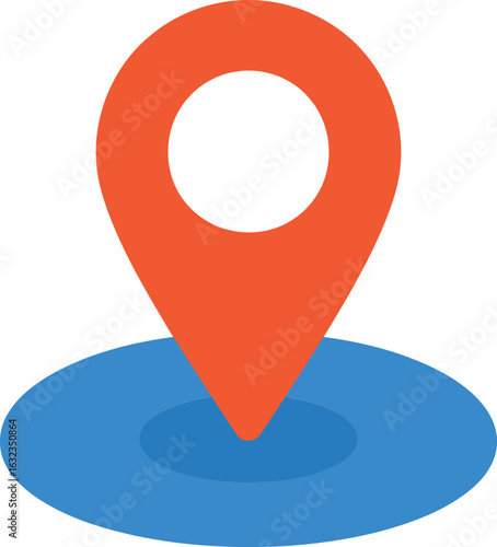 A vibrant and simple location pin icon with a circular base, a modern symbol for maps, navigation, and global positioning.