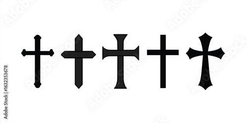 Christian cross icon set. vector illustration