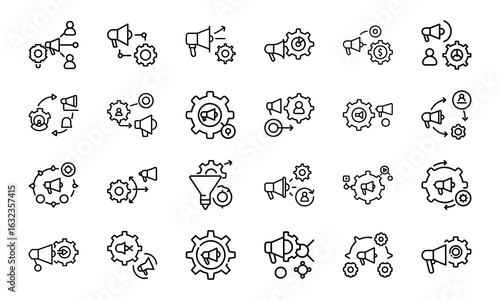 24 SEO and Digital Marketing Line Icons  Analytics, Social Media, Automation, Mobile Ads, Global Marketing, Search Optimization Vector Icon Set for Websites, Apps Online Business Projects 
