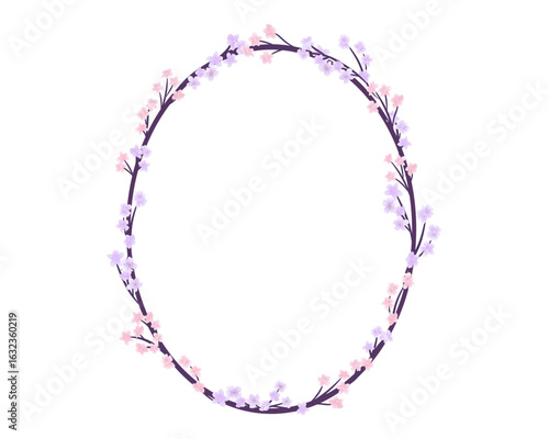 creeping floral frame with tiny flower isolated on white background