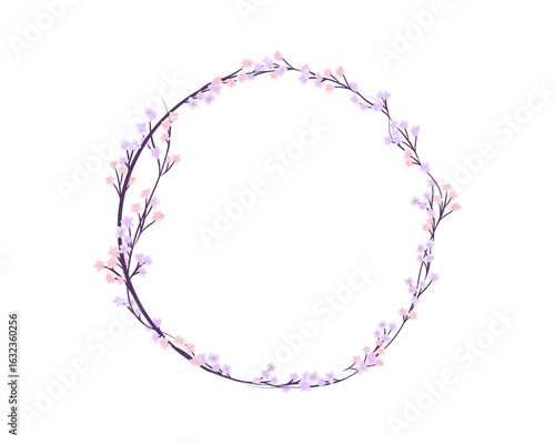 little flower creeping on round frame