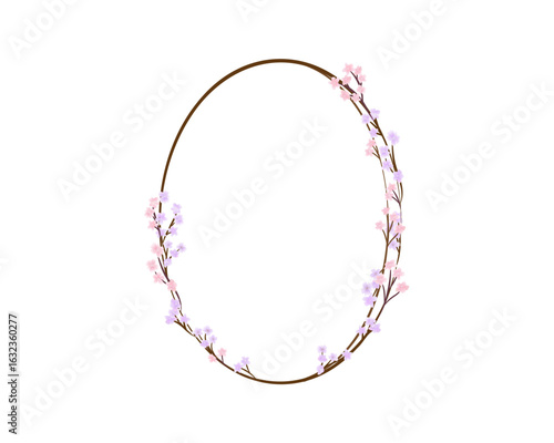 little flower creeping on oval frame background