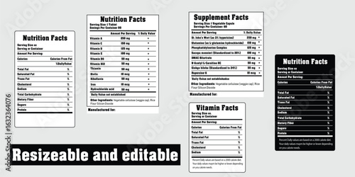 Supplement facts and vitamin facts template ,nutrition facts template