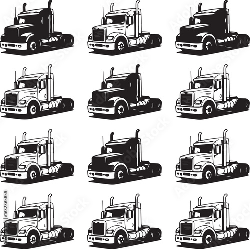 set of trucks vector