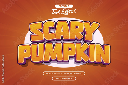 Scary pumpkin editable text effect with cartoon text style