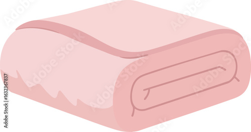 Folded Pink Blanket Flat Vector Icon Design