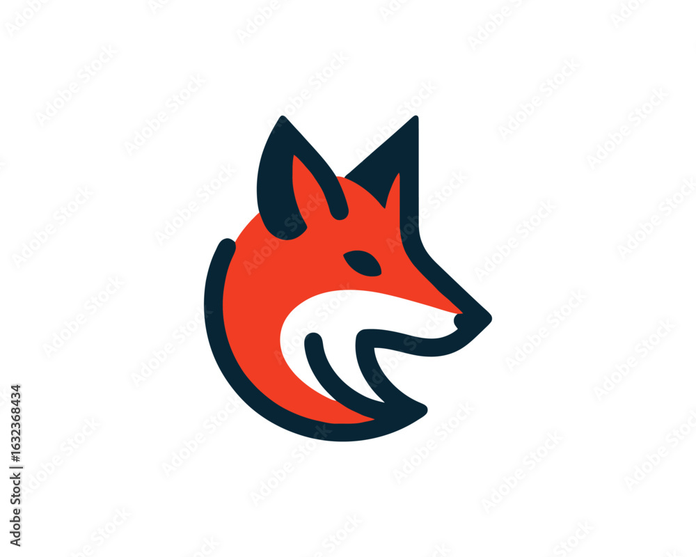 Obraz premium Minimalist Fox Head Vector Illustration in Modern Graphic