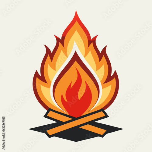 Vector illustration of a wood fire. Fire, flame, campfire minimalist logo, Icon, element vector illustration