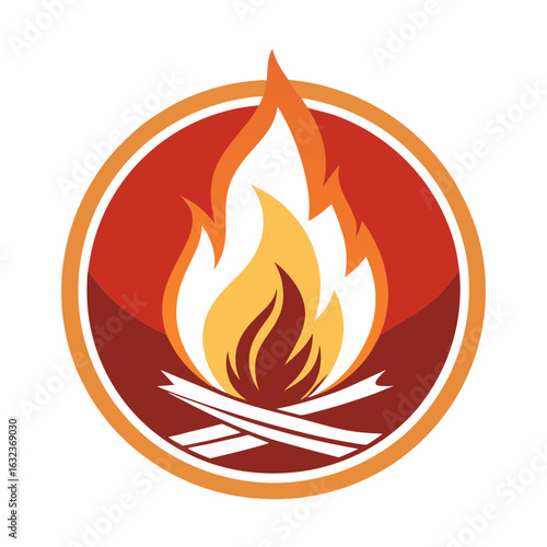 Vector illustration of a wood fire. Fire, flame, campfire minimalist logo, Icon, element vector illustration