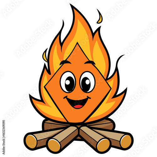 Bonfire wood flames Vector illustration of a wood fire. Fire, flame, campfire on a white background