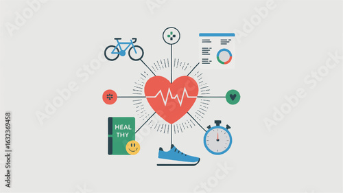 Heart Health And Wellness Infographic With Icons Keywords: heart health, wellness, infographic