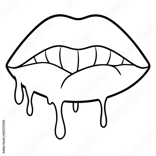 Female lips dripping isolated on white background