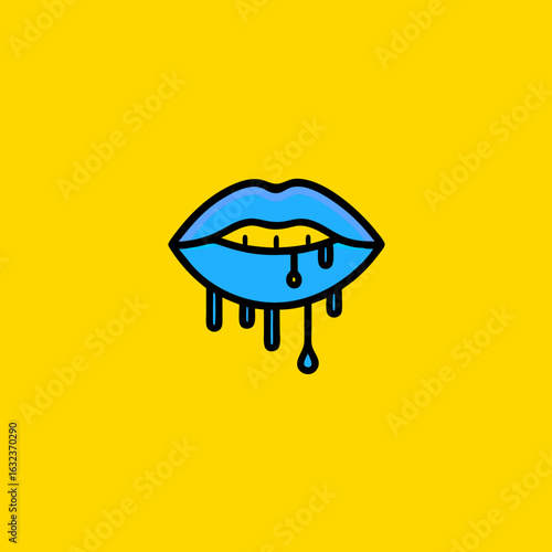 dripping lips minimalist logo, Icon, element vector illustration