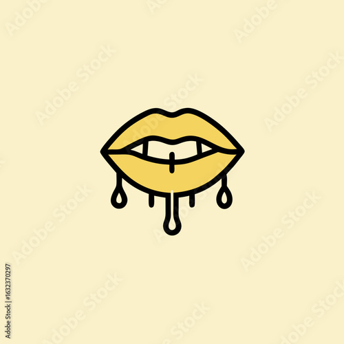 dripping lips minimalist logo, Icon, element vector illustration
