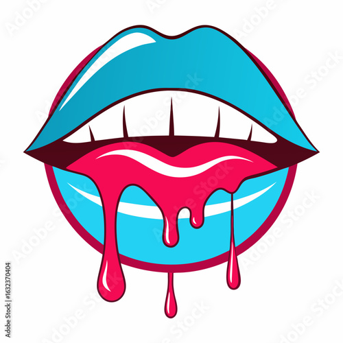 Sexy drip lips Minimalist concept vector illustration
