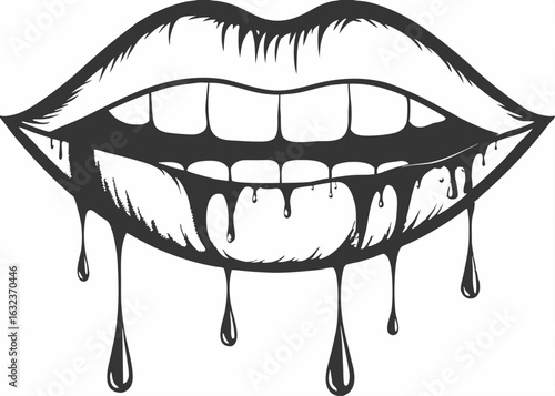Dripping lips vector set collection graphic clipart design Creative vector cartoon illustration
